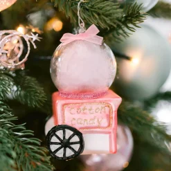 Glazen Kersthanger Suikerspinmachine | Roze | 10 Cm