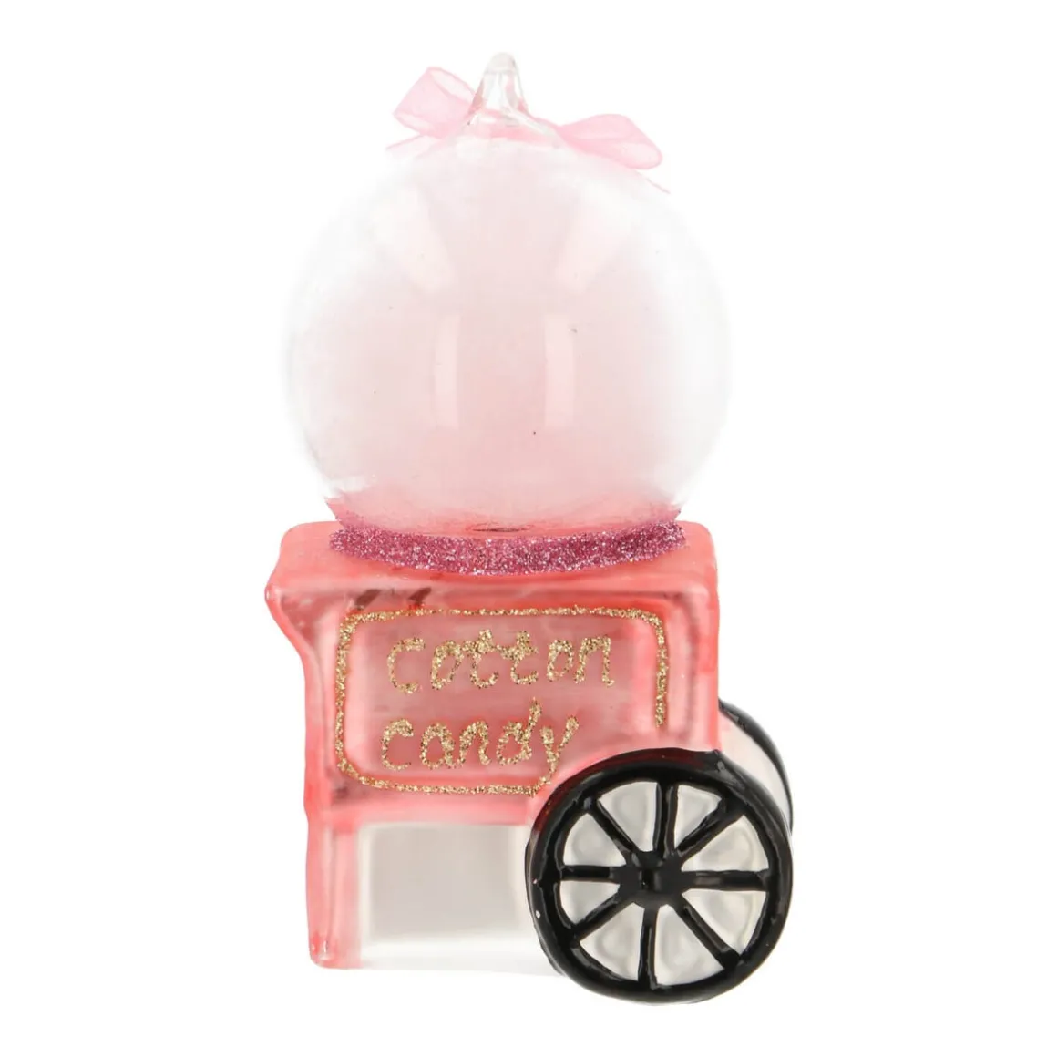 Glazen Kersthanger Suikerspinmachine | Roze | 10 Cm