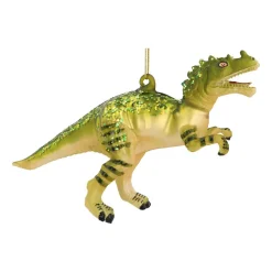 Glazen Kersthanger T-Rex | Handgeschilderd | Groen | 17 Cm