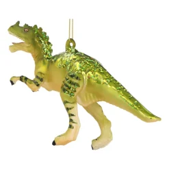 Glazen Kersthanger T-Rex | Handgeschilderd | Groen | 17 Cm