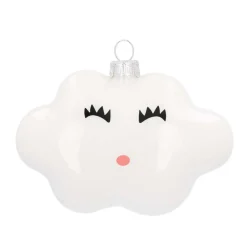 Glazen Kersthanger Wolkje | Handgeschilderd | Wit | 11 Cm