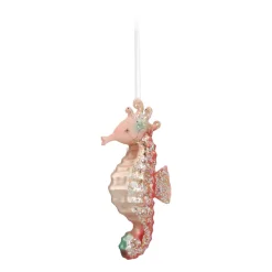 Glazen Kersthanger Zeepaardje | Roze | 13 Cm