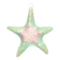 Glazen Kersthanger Zeester | Groen | 11 Cm