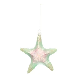 Glazen Kersthanger Zeester | Groen | 11 Cm