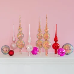 Glazen Kerstpiek | Kerstrood Glanzend | 27cm