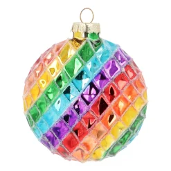Glazen Regenboog Kerstbal | Met Glitter | 10 Cm