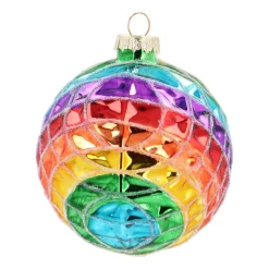 Glazen Regenboog Kerstbal | Met Glitter | 10 Cm