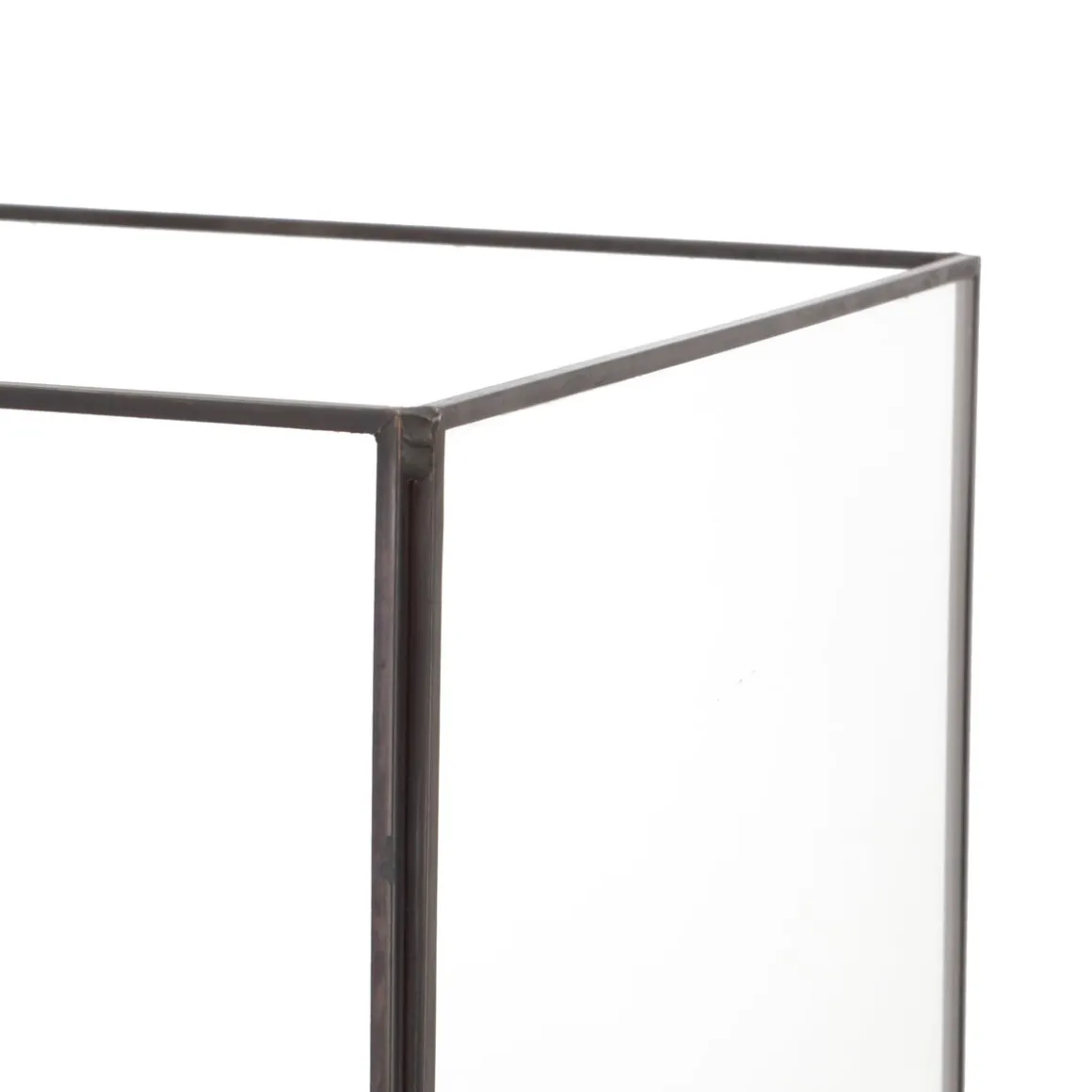 Glazen Windlicht Met Metalen Randen