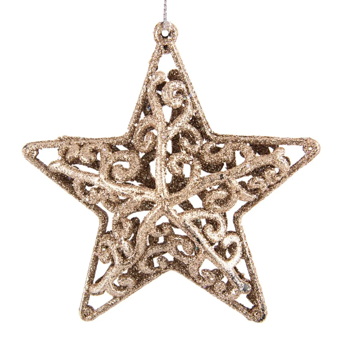 Glitter 3D Kerststerren 8cm Champagne 4 Stuks