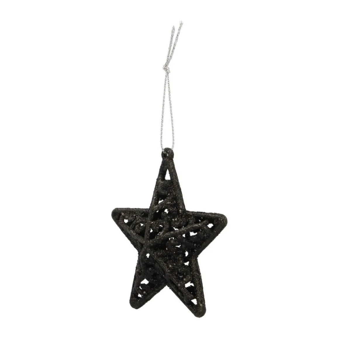 Glitter 3D Kerststerren 8cm Zwart 4 Stuks