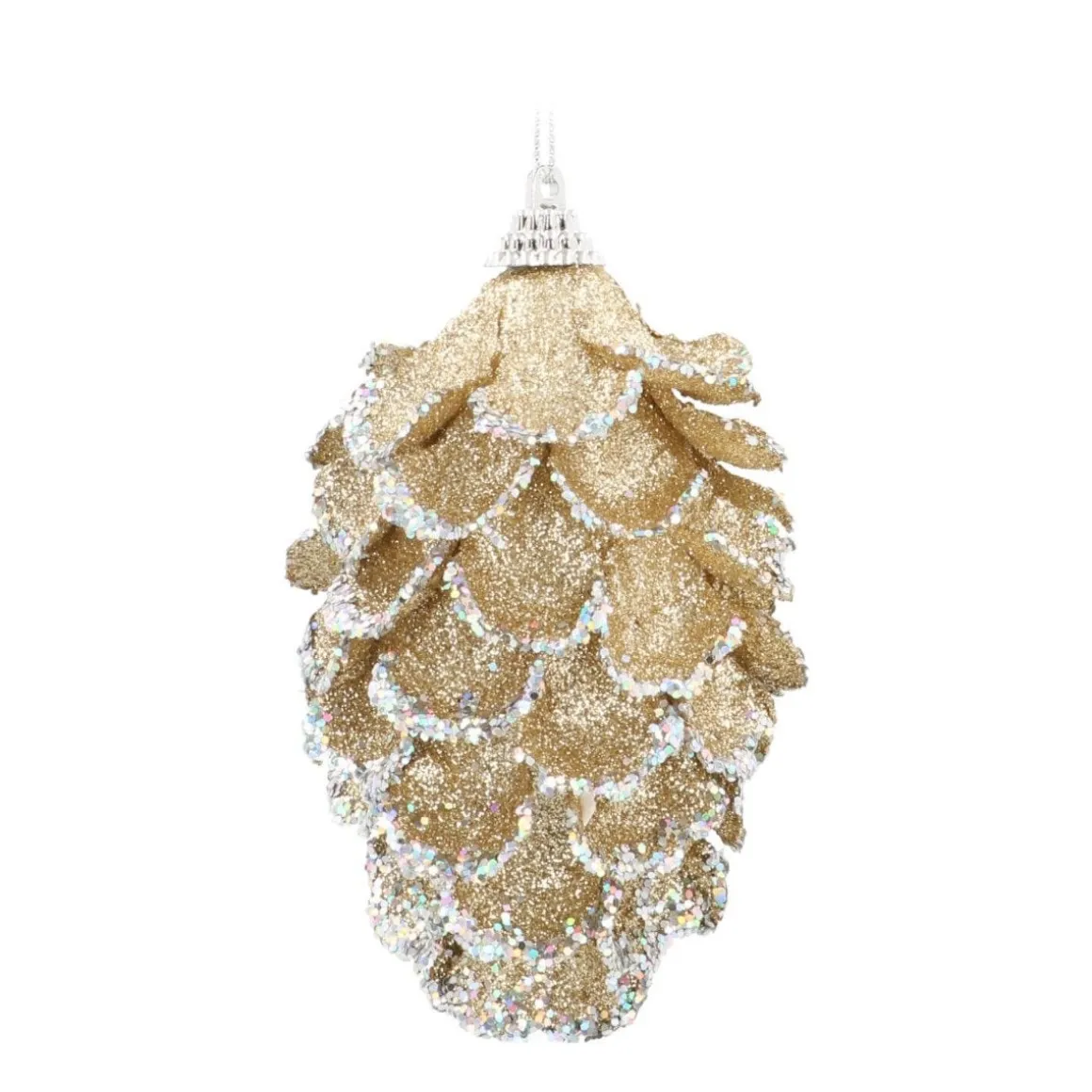 Glitter Dennenappels 12cm Champagne 2 Stuks