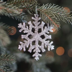 Glitter Sneeuwvlokken 10cm Champagne 6 Stuks