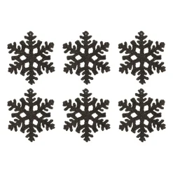 Glitter Sneeuwvlokken 10cm Zwart Mix 6 Stuks
