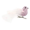 Glittervogel Met Veertjes Op Clip | Roze | 15 Cm