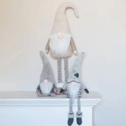 Gnoom Met Bungelbenen | Grijs | 37 Cm