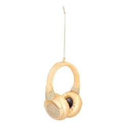 Gouden Koptelefoon Kersthanger Voor Muziekliefhebbers