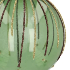 Groene Kerstbal Met Glitterlijnen