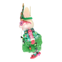 Handgemaakte Konijn Met Kerstoutfit Kersthanger