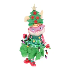 Handgemaakte Konijn Met Kerstoutfit Kersthanger