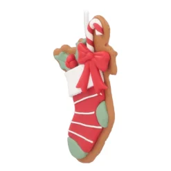 Hanger Peperkoek Gingerbread Sok | Rood | Klei | 8cm
