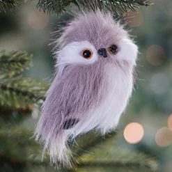 Hanger Uil | Lichtbruin | Pluizig 'faux Fur' | 9cm