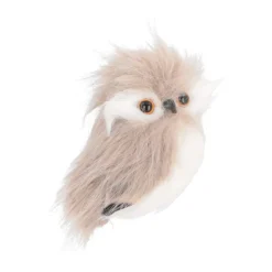 Hanger Uil | Lichtbruin | Pluizig 'faux Fur' | 9cm