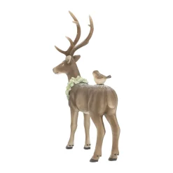 Hert Met Vogel 32 Cm Bruin