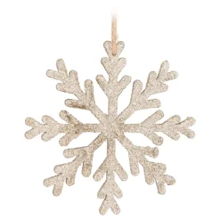 Houten Champagne Sneeuwvlok Kersthanger