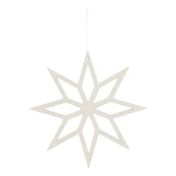 Houten Kersthanger Geometrische Ster | Wit | 12 Cm