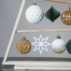 Houten Kersthanger Geometrische Ster | Wit | 12 Cm