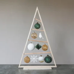 Houten Kersthanger Geometrische Ster | Wit | 12 Cm