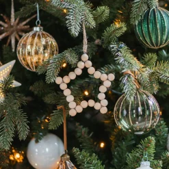 Houten Kralenster Kersthanger