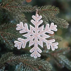 Houten Sneeuwvlok 12cm Champagne