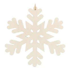 Houten Sneeuwvlok 12cm Champagne