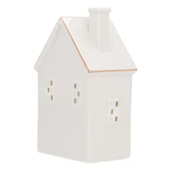 Huisje | Porselein | Led-verlichting | 20cm | Wit