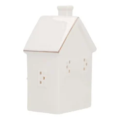 Huisje | Porselein | Led-verlichting | 16cm | Wit
