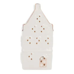 Huisje | Porselein | Led-verlichting | 18cm | Wit