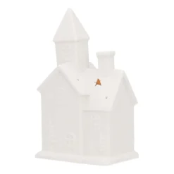 Huisje | Porselein | Led-verlichting | 21cm | Wit