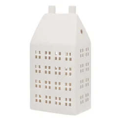 Huisje | Porselein | Led-verlichting | 27cm | Wit