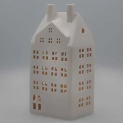 Huisje | Porselein | Led-verlichting | 27cm | Wit