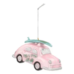 Kershanger Retro Kever | Glas | Roze | 12cm