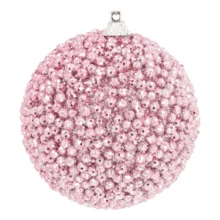 Kerstbal Met Kraaltjes | Roze | 8 Cm
