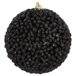 Kerstbal Met Kraaltjes | Zwart | 8 Cm