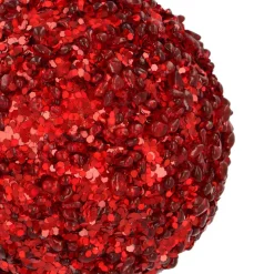 Kerstbal Met Pailletten | Kerstrood | 8 Cm