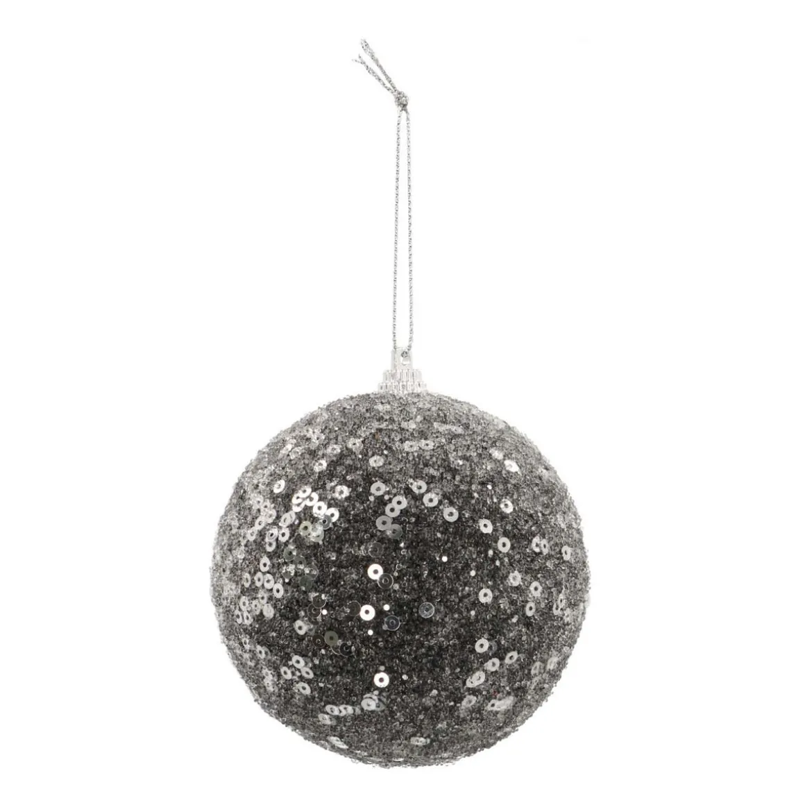 Kerstbal Met Pailletten | Zwart | 8 Cm