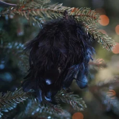 Kerstbal Veren 8cm Zwart
