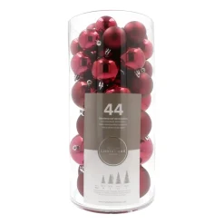 Kerstballen 44 St | Bordeauxrood | Kunststof | 5-8 Cm | In Koker
