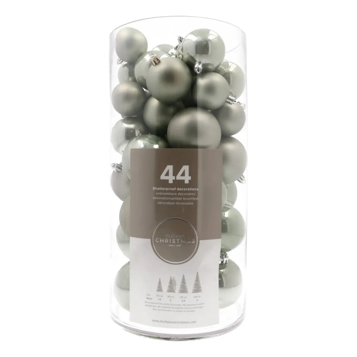 Kerstballen 44 St | Cottage Green | Kunststof | 5-8 Cm | In Koker