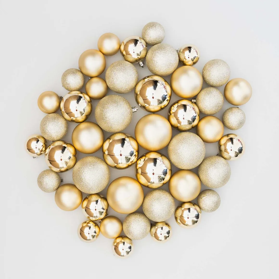 Kerstballen 44 St | Lichtgoud | Kunststof | 5-8 Cm | In Koker