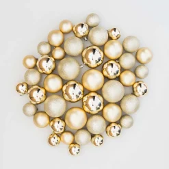 Kerstballen 44 St | Lichtgoud | Kunststof | 5-8 Cm | In Koker